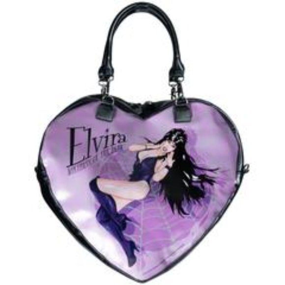 Elvira Black Heart Web Purse Bag Goth Fashion - Picture 1 of 2